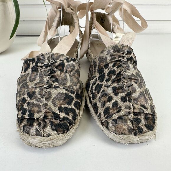 Stuart Weitzman Denia Cheetah Print Espadrille Flats Balletcore Tie Size 7M - Picture 4 of 12